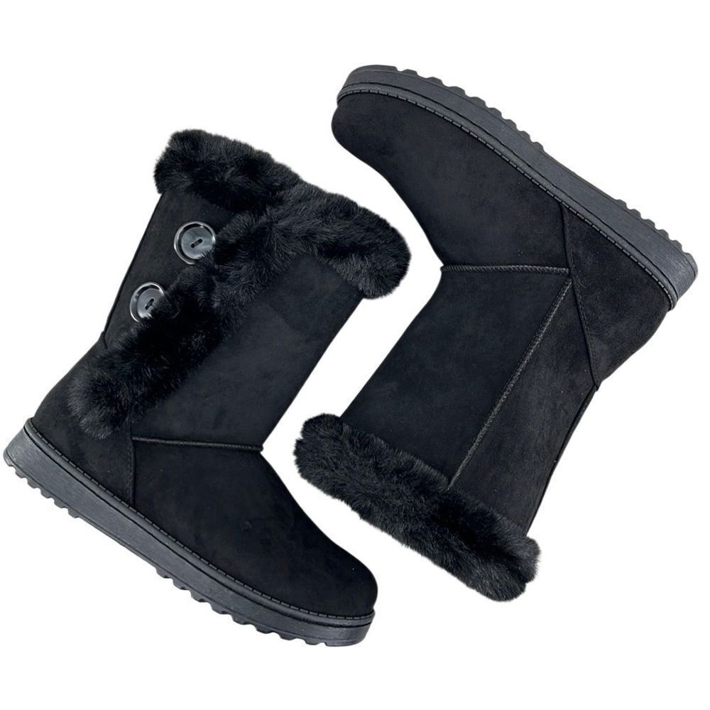 Women’s Black Cozy Abigail Faux-Fur Winter Boots Size 9